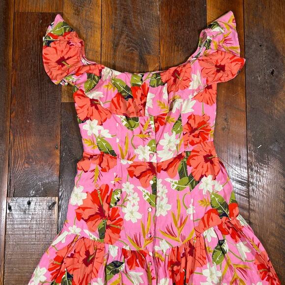 Yumi Kim Spring Fling Off Shoulder Maxi Dress Floral Mai Thai Pink Size 6 NWOT - Picture 4 of 9